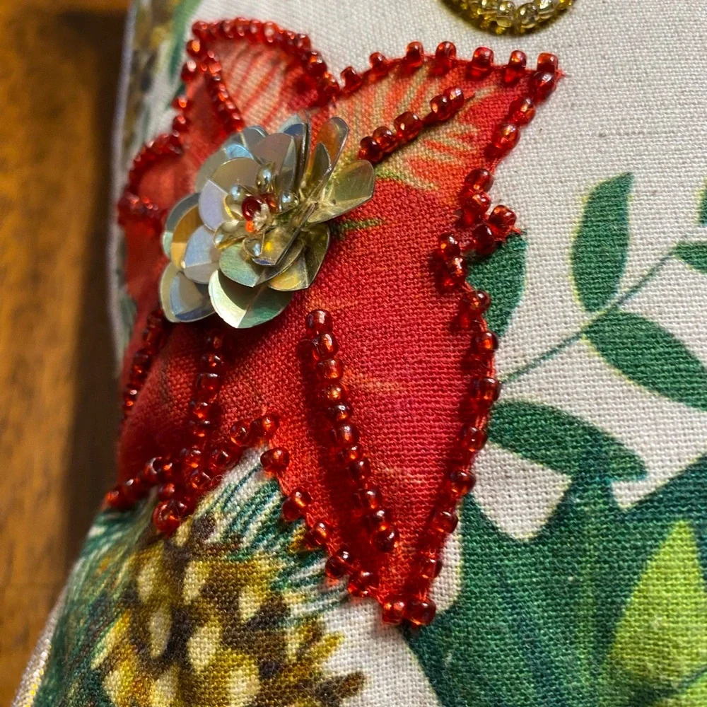 Jingles and joy embellished Christmas pillow. 12 x 12. NWT
